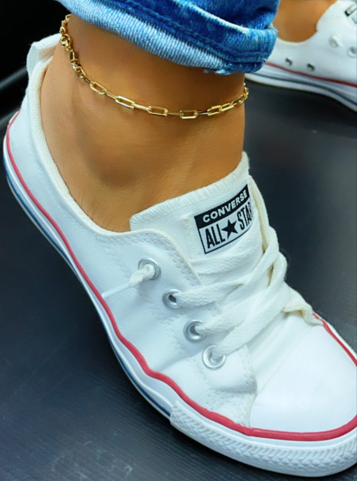 18k Gold Layered 3mm Paper Clip Link Anklet For Wholesale Dainty Anklet