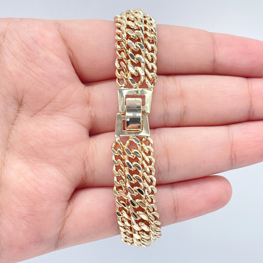 18k Gold Layered Thick Plain Cuban Link Fancy Set