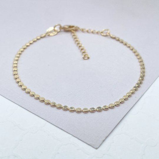 18k Gold Layered Flat Beaded Bracelet