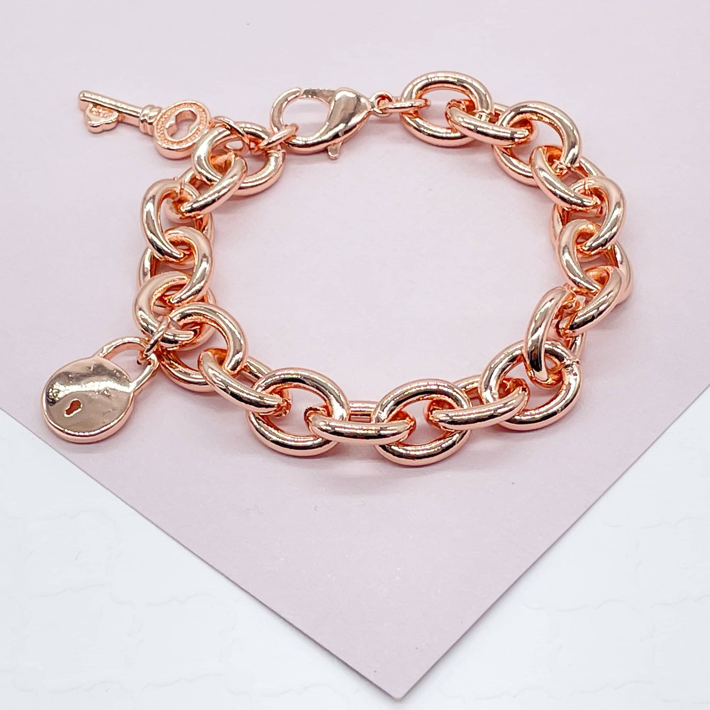 18K Goldfilled Chunky Oval Link Charm Bracelet, Necklace or Set
