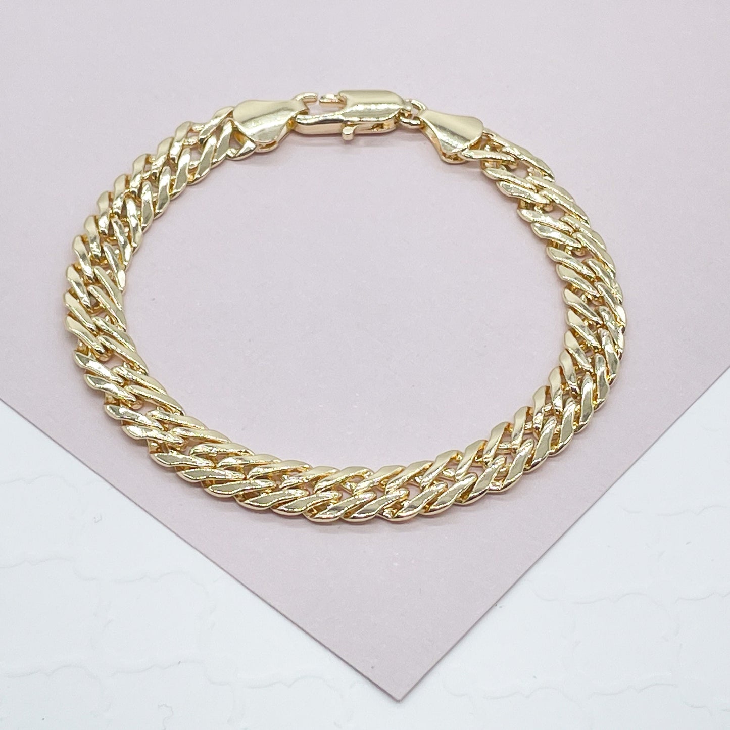 18k Gold Layered Double Cuban link bracelet In Available in Size 8 Inches by
