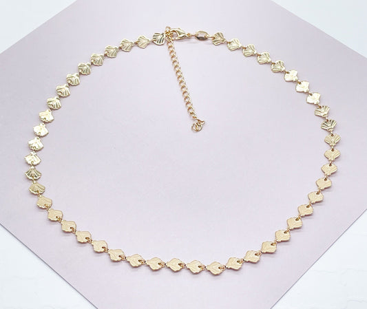 18K Gold Filled Shell Choker: Dainty Marine Jewelry