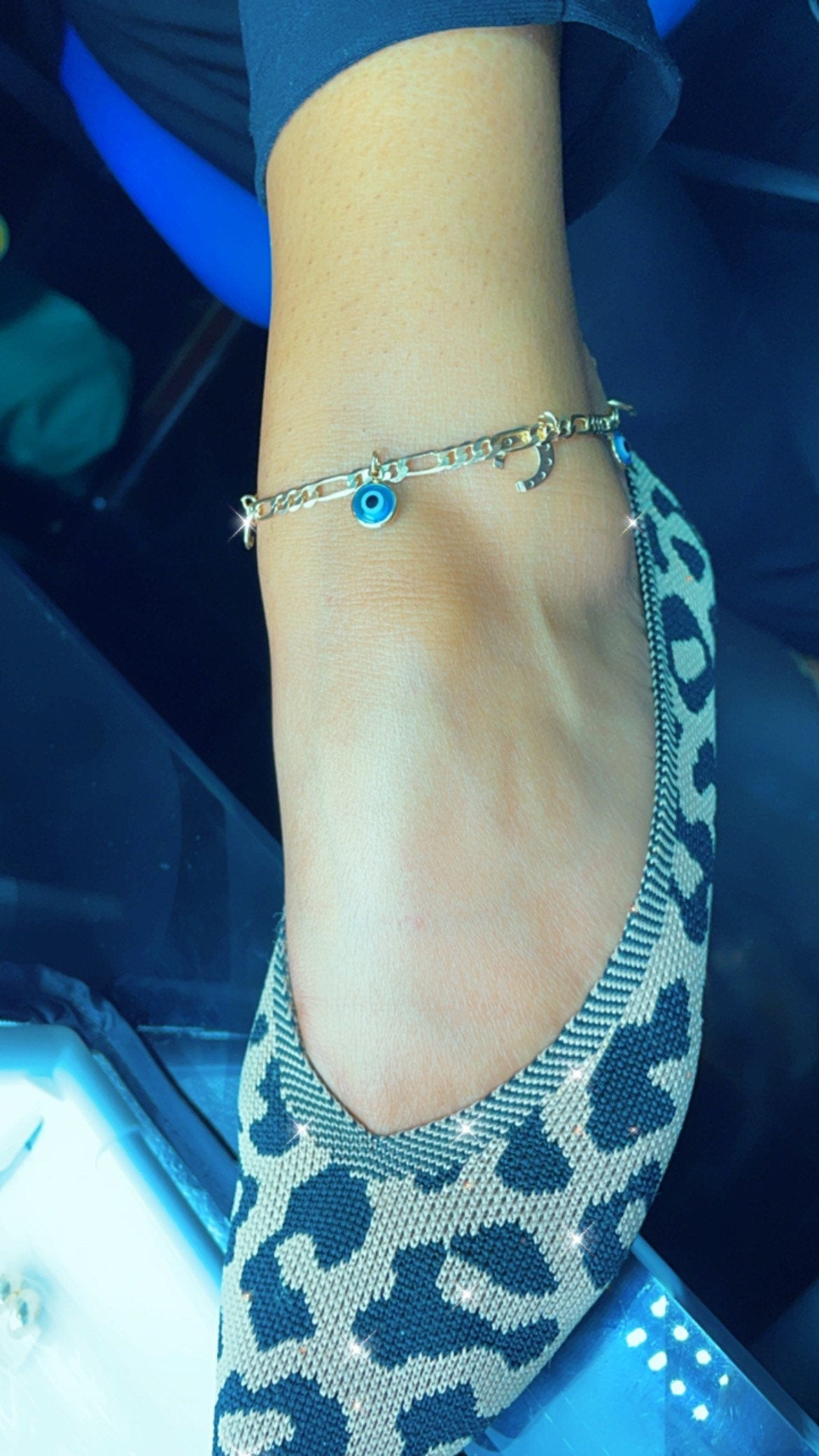 18k Gold Filled Evil Eye & Horse Shoe Anklet Hypoallergenic Jewelry