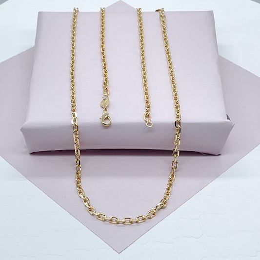 18k Gold Filled Cable Link Chain 3mm Necklace For Wholesale And Jewelry Supplies