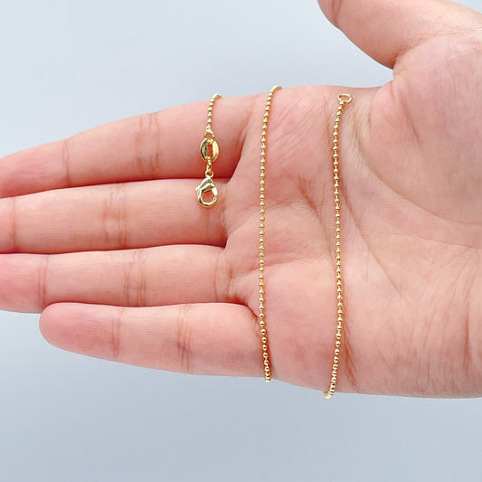 18k Gold Filled Thin Ball Beaded Chain 1 mm Thickness