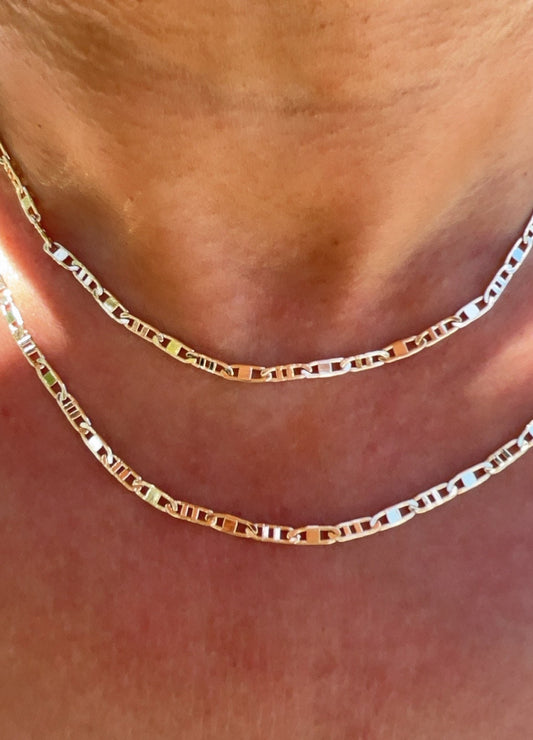 18k Gold Filled Thin Mariner Chain 3mm Necklace and Jewelry Supplies