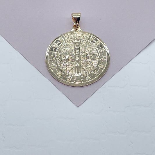 Double Sided 18k Gold Filled Saint Benedict Charm For Wholesale And Jewelry