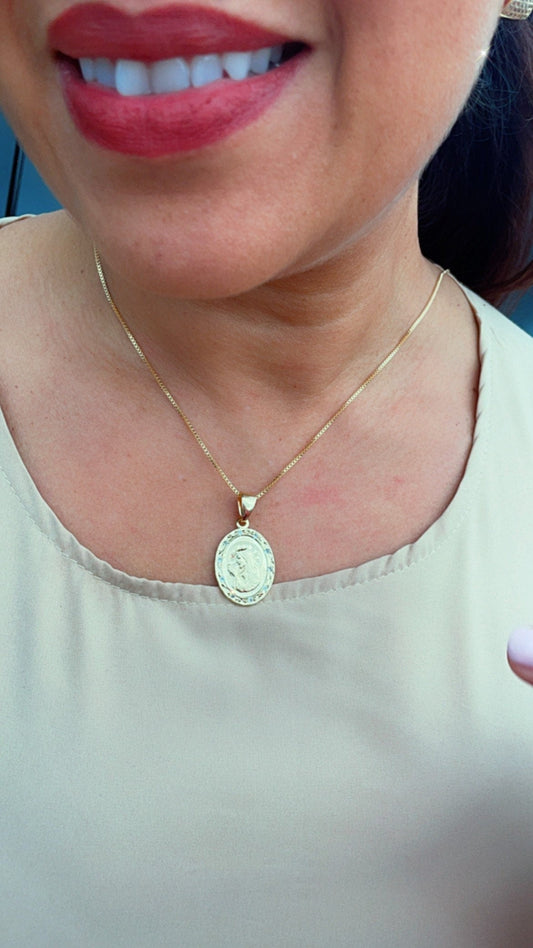 18k Gold Filled Jesus Pendant with Cubic Zirconia
