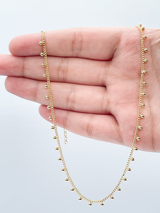 18k Gold Filled Little Dots Choker Hanged in Curb Chain