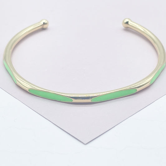 18k Gold Filled Colorful Enamel Cuff Bracelet