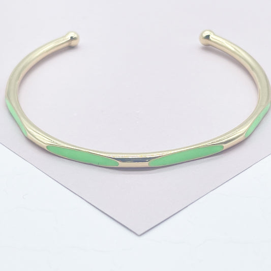 18k Gold Filled Colorful Enamel Cuff Bracelet