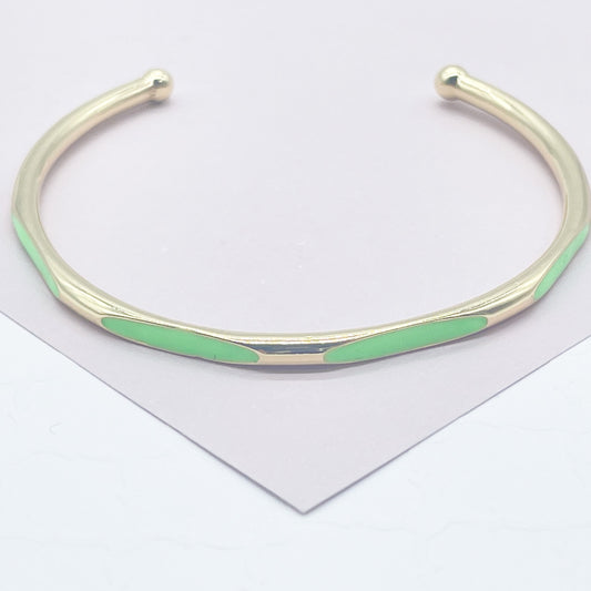 18k Gold Filled Colorful Enamel Cuff Bracelet