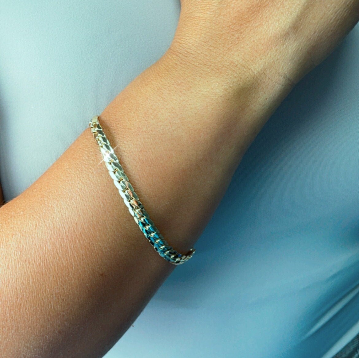 18k Gold Filled 6mm Flat Snake Like Bracelet Dainty Jewelry And Jewelry Making Supplies