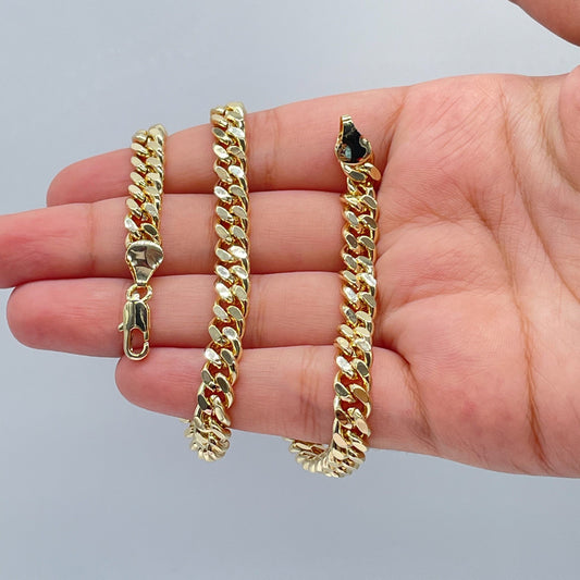 18k Gold Filled Cuban Link Chain: 7mm Miami Curb Necklace