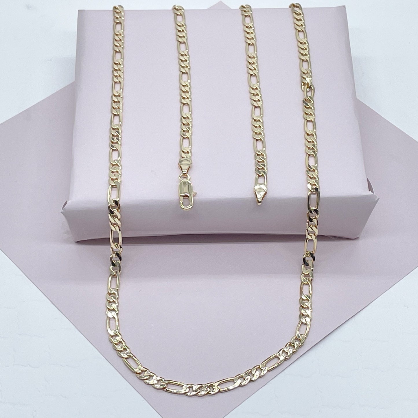 18k Gold Filled Figaro Chain 4mm Necklace Hypoallergenic Wholesale Jewelry