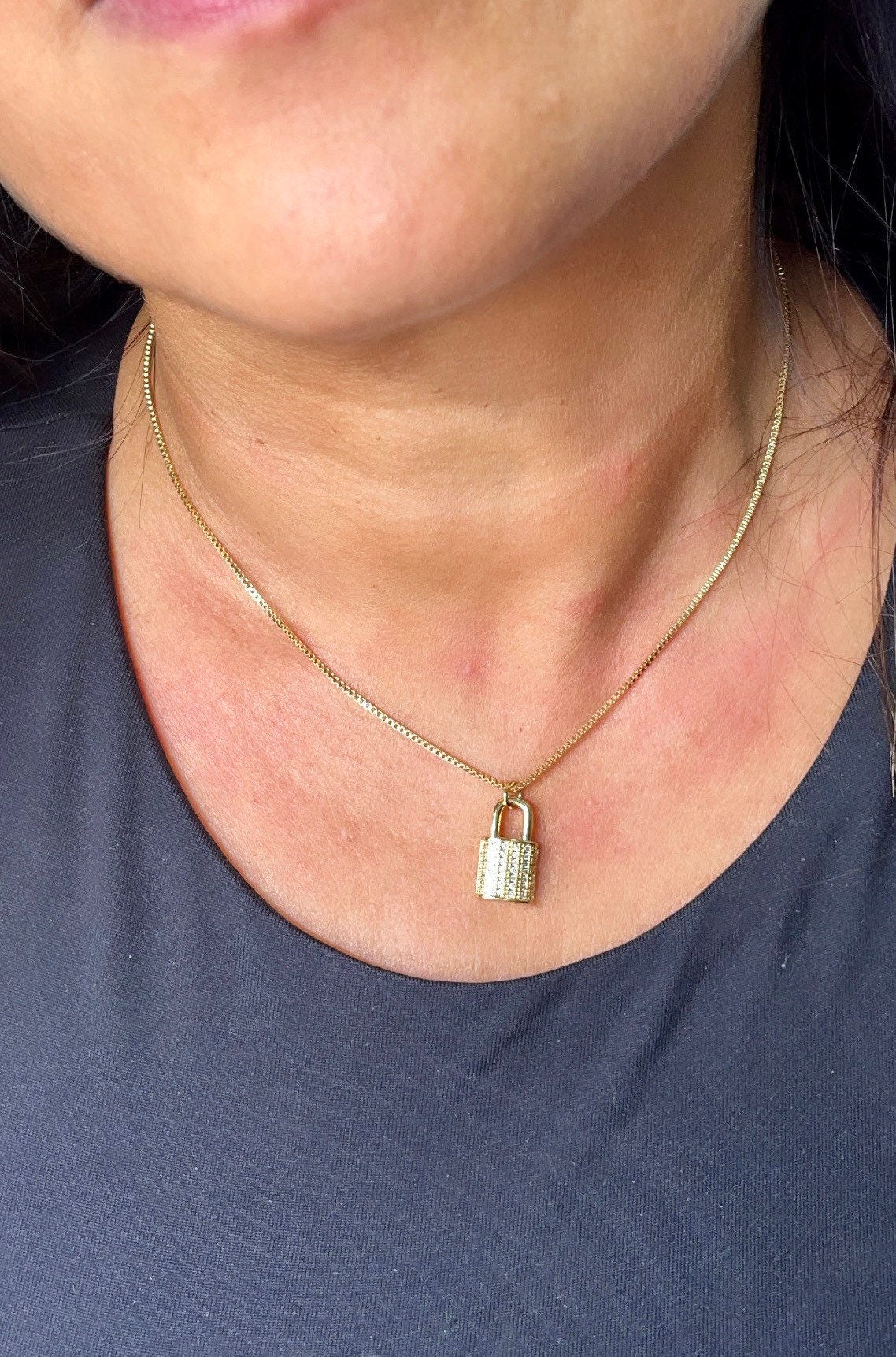 18k Gold Filled 1.5mm Lock Charm in Micro Pave Settings