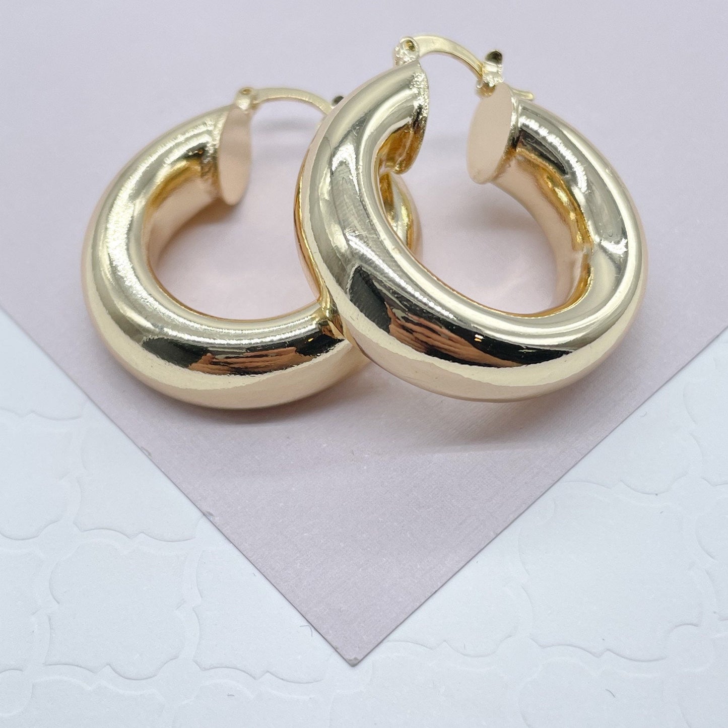 18k Gold Filled 8mm Thick Hoop Earrings, Chunk Gold Hoop, Fat Hoop Earrings And Jewelry Making Supplies