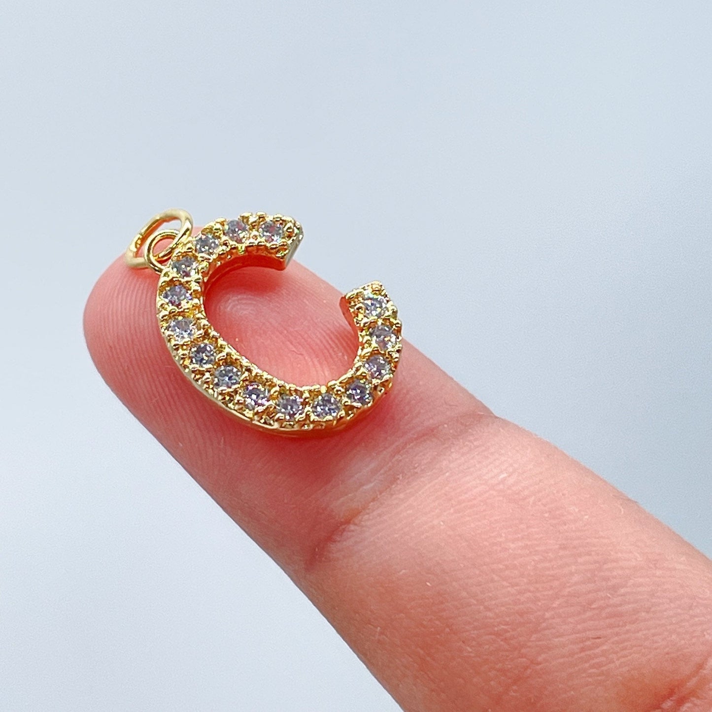 18k Gold Layered Cubic Zirconia Alphabet Letters Charms For Wholesale CZ Dainty