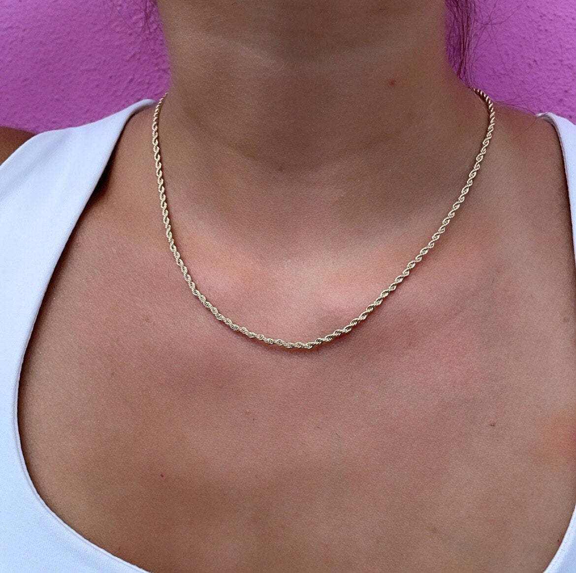 18k Gold Filled Rope Chain 1.5mm Fine Necklace