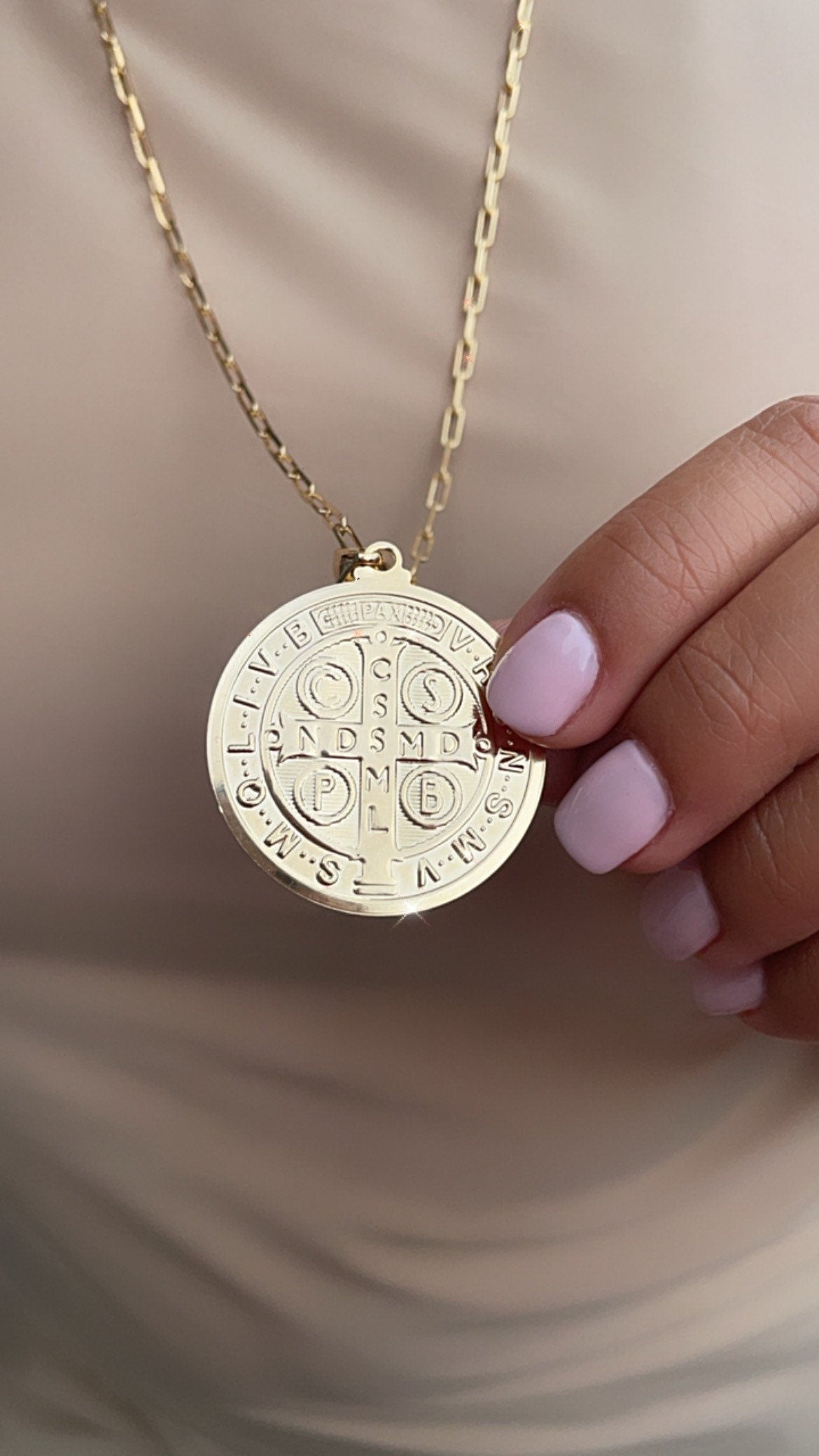 18k Gold Filled Saint Benedict Medal - Catholic Charm Pendant