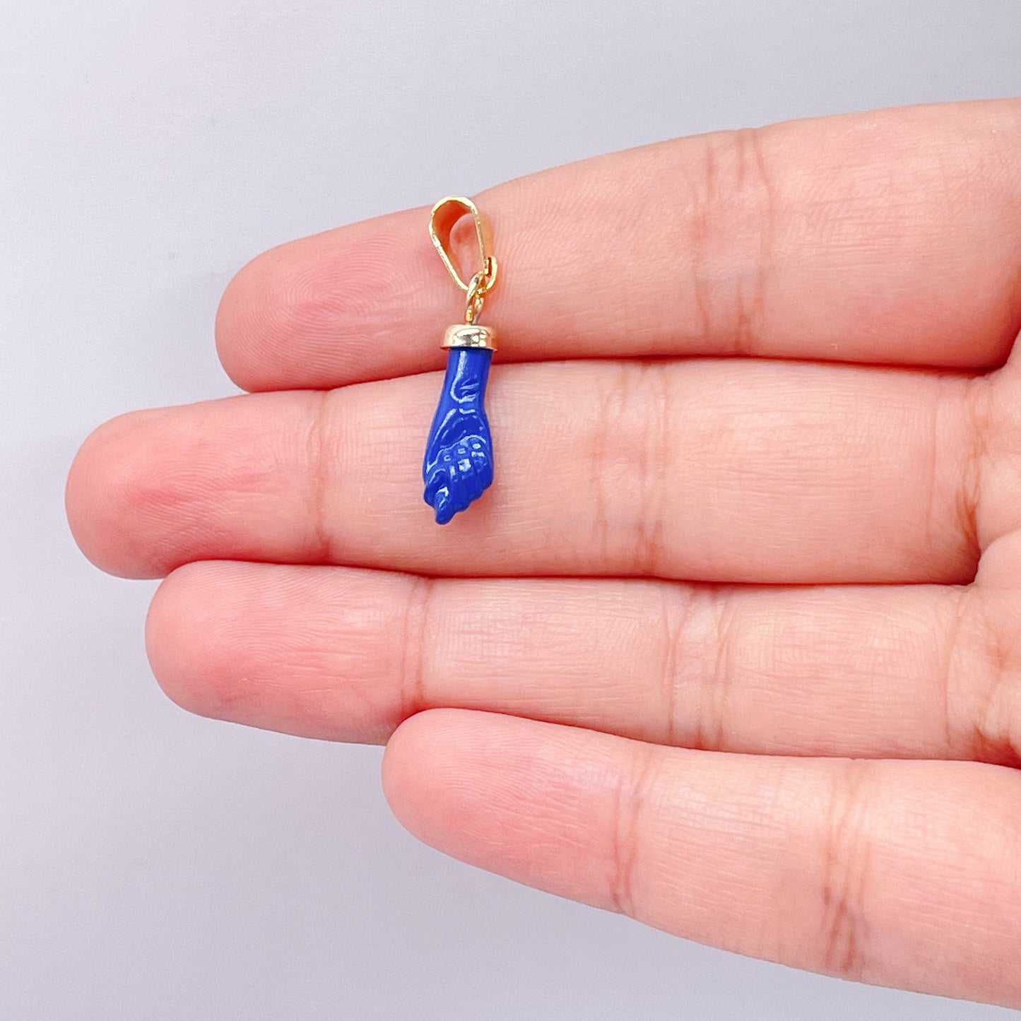 18k Gold Filled Figa Charm: Colorful Hand Pendant, Jewelry Making (15mm)
