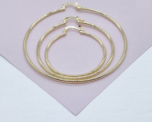 Light 18k Gold Filled Ultra Thin Hoops 1.7mm Thickness In S, M, L Sizes And Jewelry Making Supplies