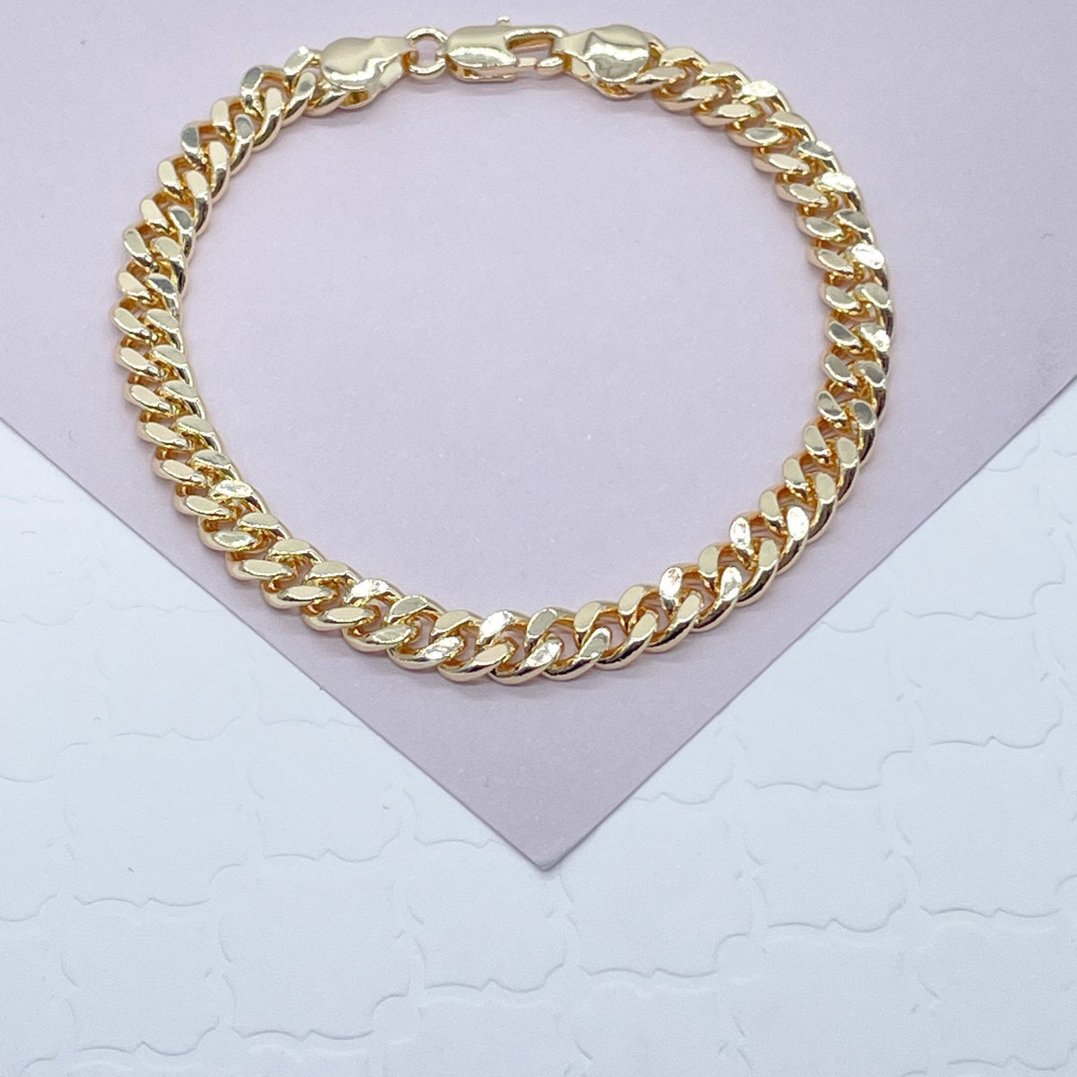 18k Gold Filled Cuban Link Bracelet: Women's Curb Chain