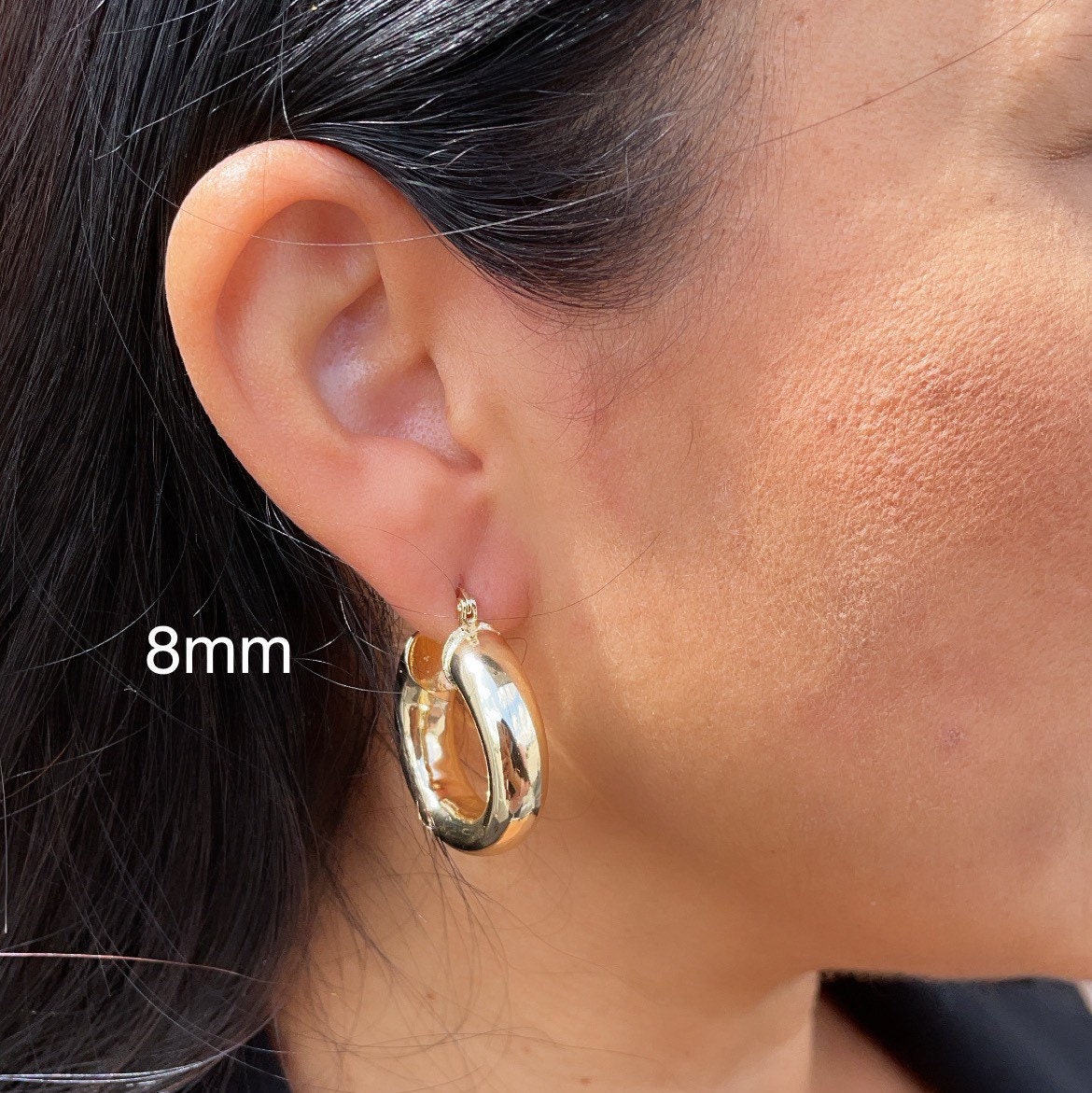Chunky And Small 18k Gold Filled Plain Hoop Earrings