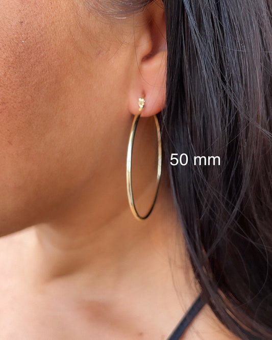 18k Gold Filled Ultra Thin Hoop Earrings: 2mm Thickness