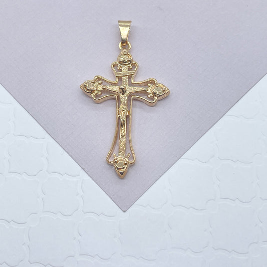 18k Gold Filled Crucifix Cross Pendant Charm: Religious Supplies