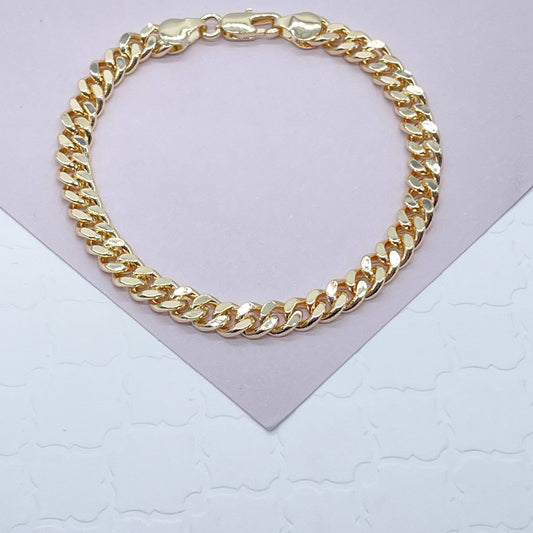 18k Gold Filled Cuban Link Bracelet: Women's Curb Chain