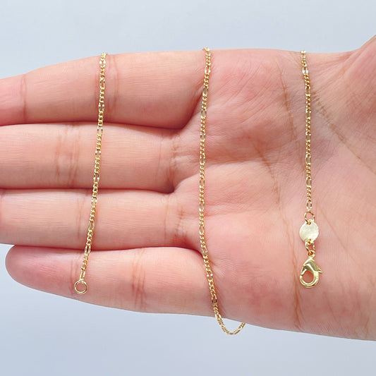 18k Gold Filled 2mm Fancy 3x1 Figaro Chain and Jewelry Making Supplies