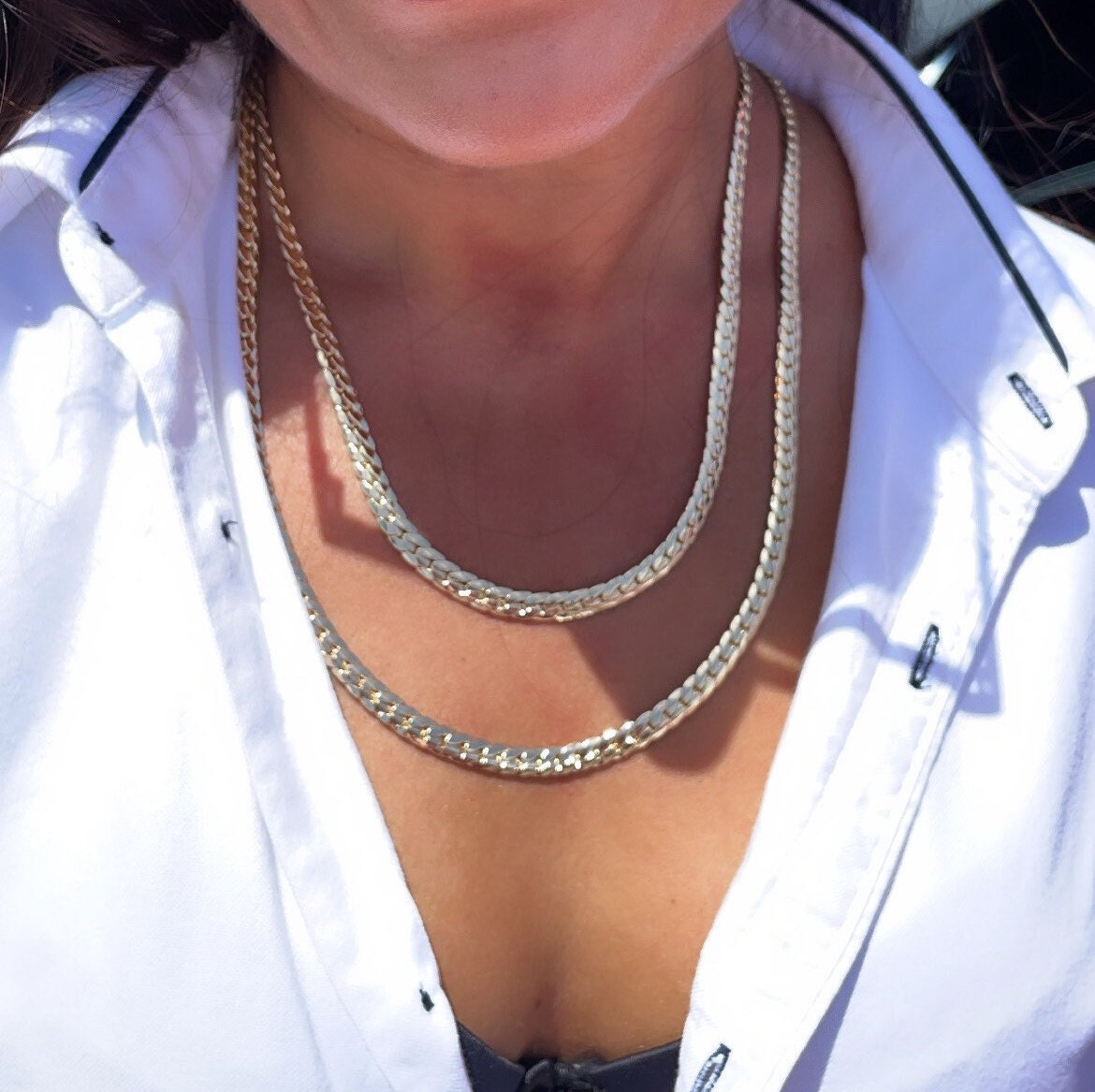 18k Gold Filled Miami Cuban Link Curb Chain 6 mm Necklace For Wholesale