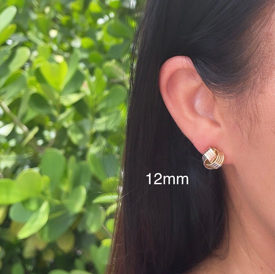 18k Gold Filled Tri Color Love Knot Stud Earrings
