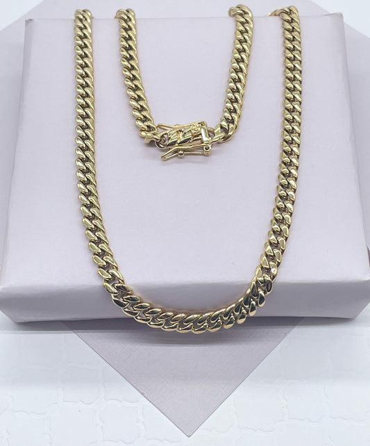 14k Gold Filled Cuban Curb Link Chain Necklace - 6mm Thick