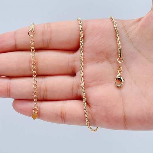 18k Gold Filled Rope Chain 1.5mm Fine Necklace