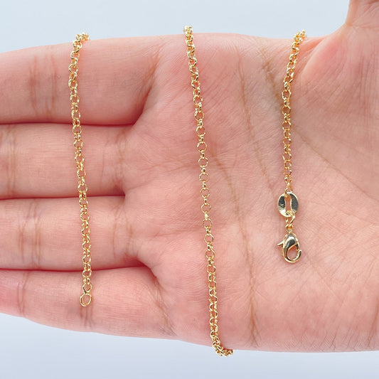 18k Gold Filled 2mm Cable Link Chain Dainty Necklace And Jewelry Making Supplies