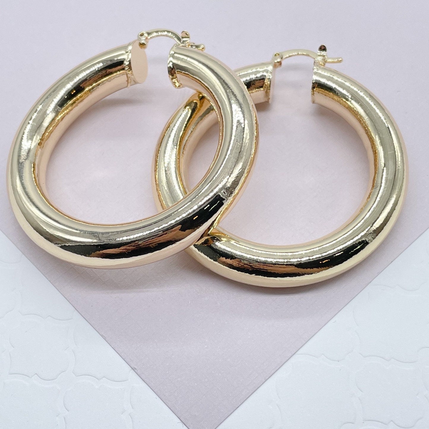 18k Gold Filled 8mm Thick Hoop Earrings, Chunk Gold Hoop, Fat Hoop Earrings And Jewelry Making Supplies