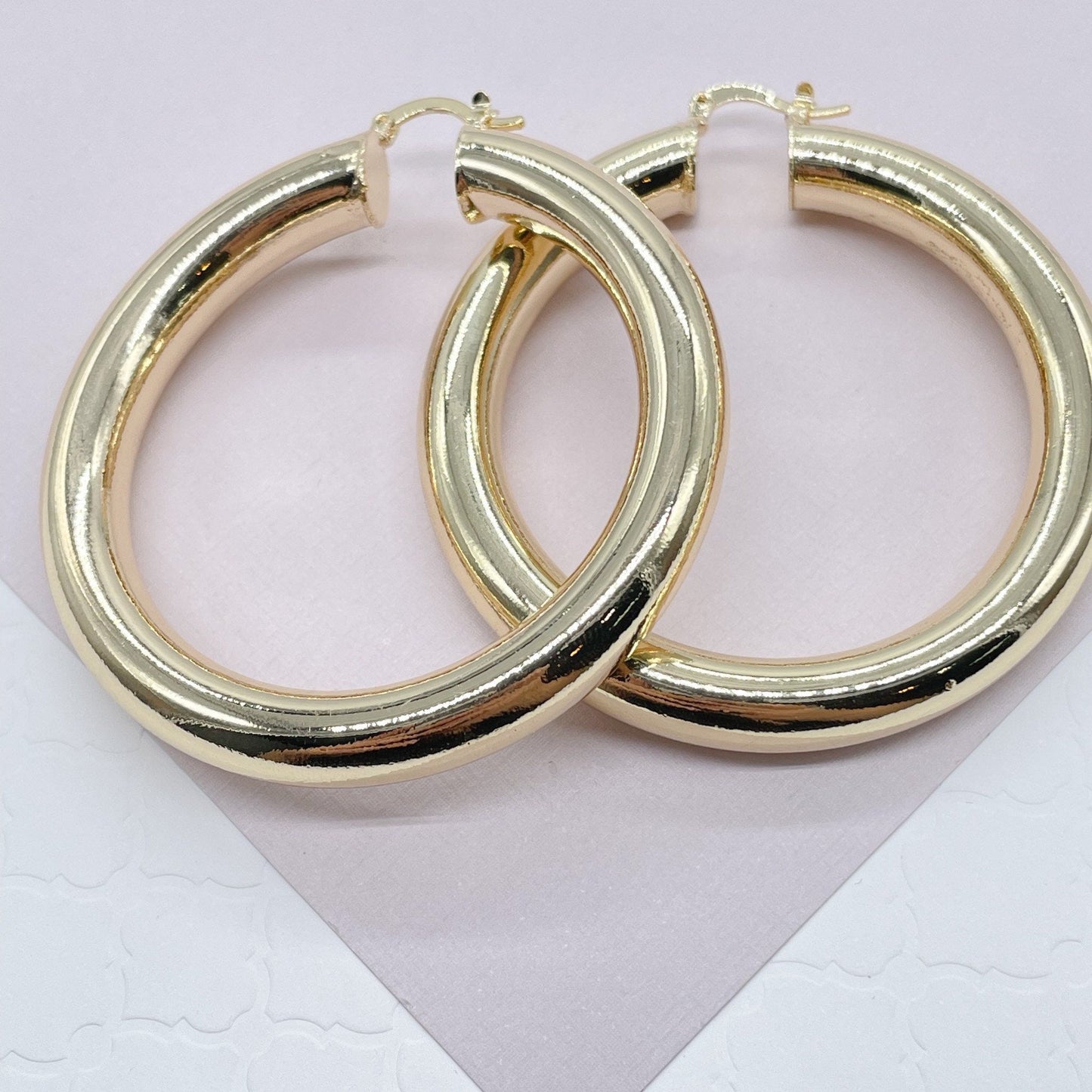 18k Gold Filled 8mm Thick Hoop Earrings, Chunk Gold Hoop, Fat Hoop Earrings And Jewelry Making Supplies