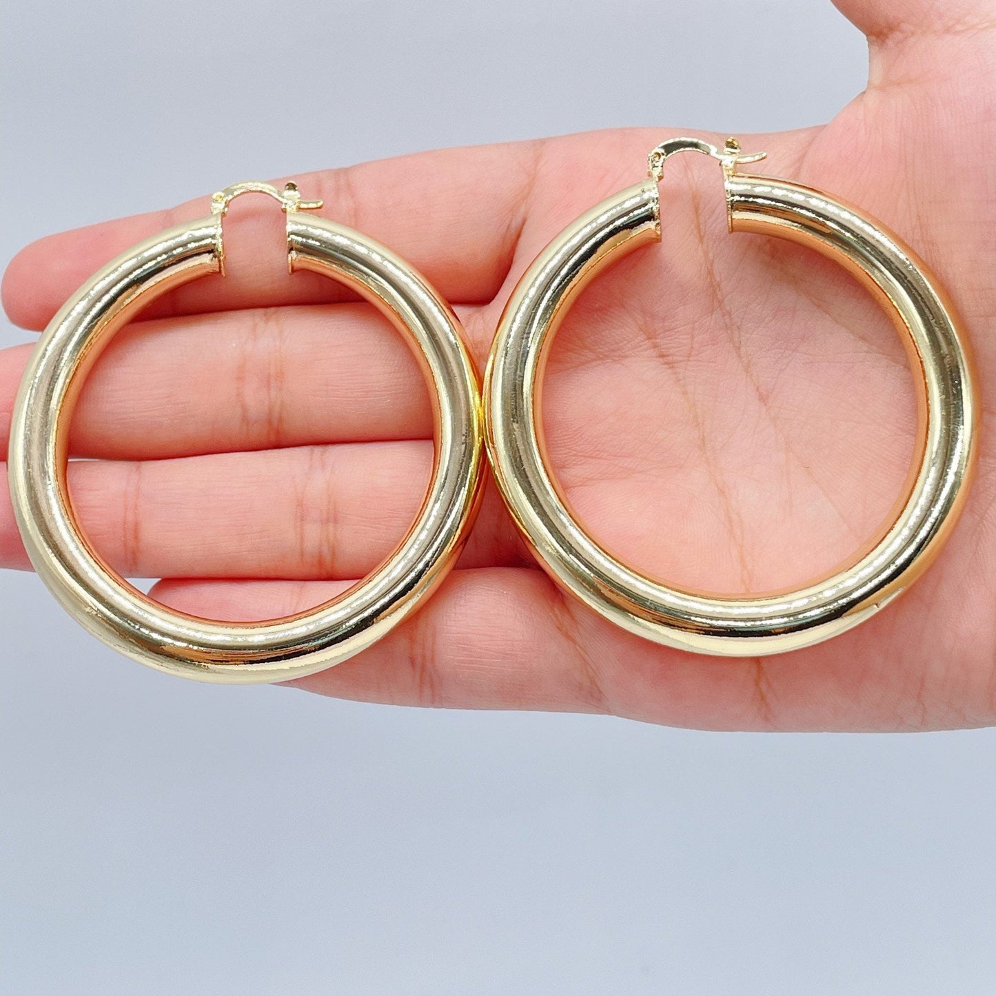 18k Gold Filled 8mm Thick Hoop Earrings, Chunk Gold Hoop, Fat Hoop Earrings And Jewelry Making Supplies