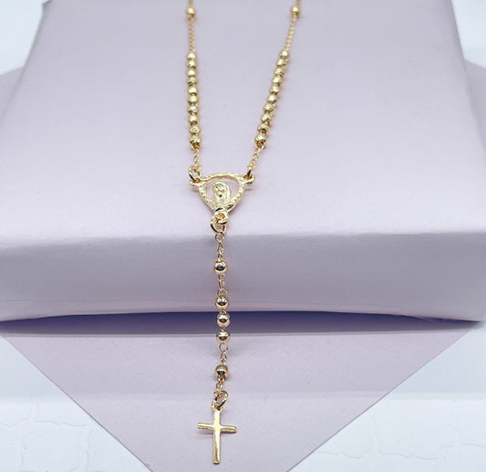 18k Gold Filled Dainty Bead Fashion Rosary Necklace