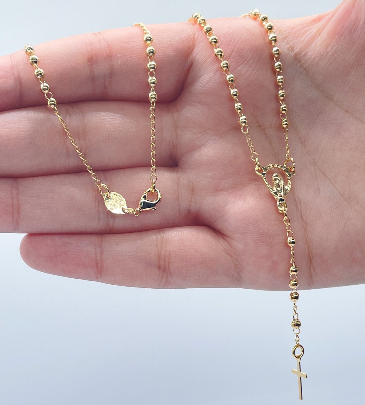18k Gold Filled Dainty Bead Fashion Rosary Necklace