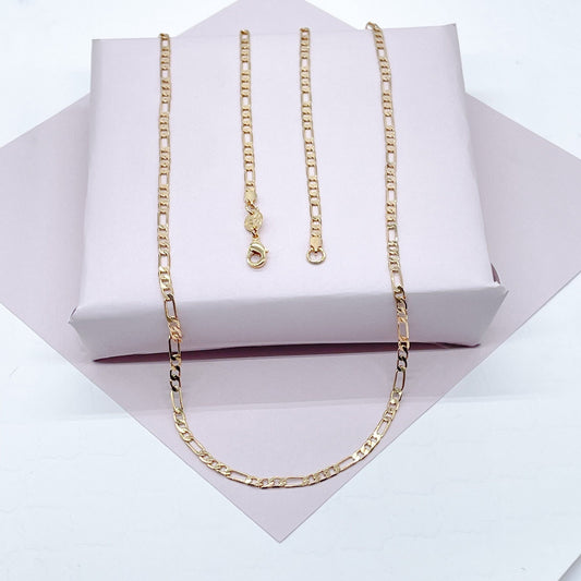 18k Gold Filled 3mm Figaro Link Chain Necklace And Jewelry Supplies