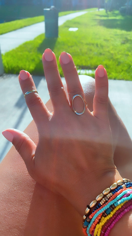 18k Gold Filled Open Oval Ring Hallowed Oval Fashion Design