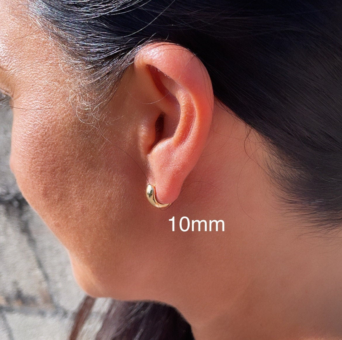 Tiny 18k Gold Filled Small Fat Plain Huggie Clicker Earrings Hypoallergenic