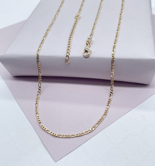 18k Gold Filled 2mm Figaro 3X1 Chain Necklace Supplies Designers