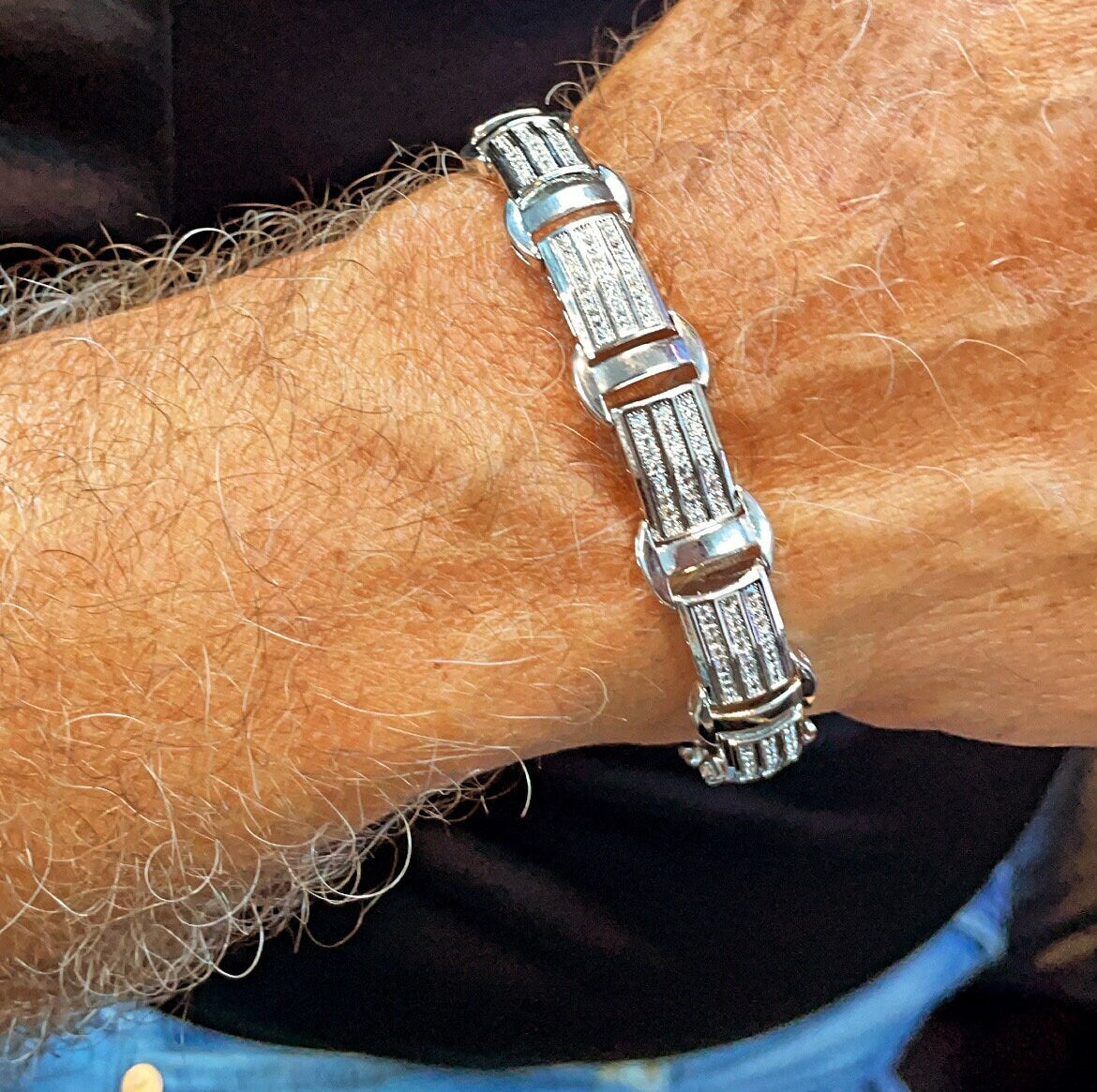 Iced Cubic Zirconia 18k Gold Filled Link Bracelet - 9mm