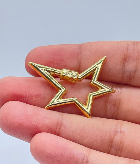 18k Gold Filled Star Pass Through Pendant Charm Necklaces Connector, Creative Styling Supplies