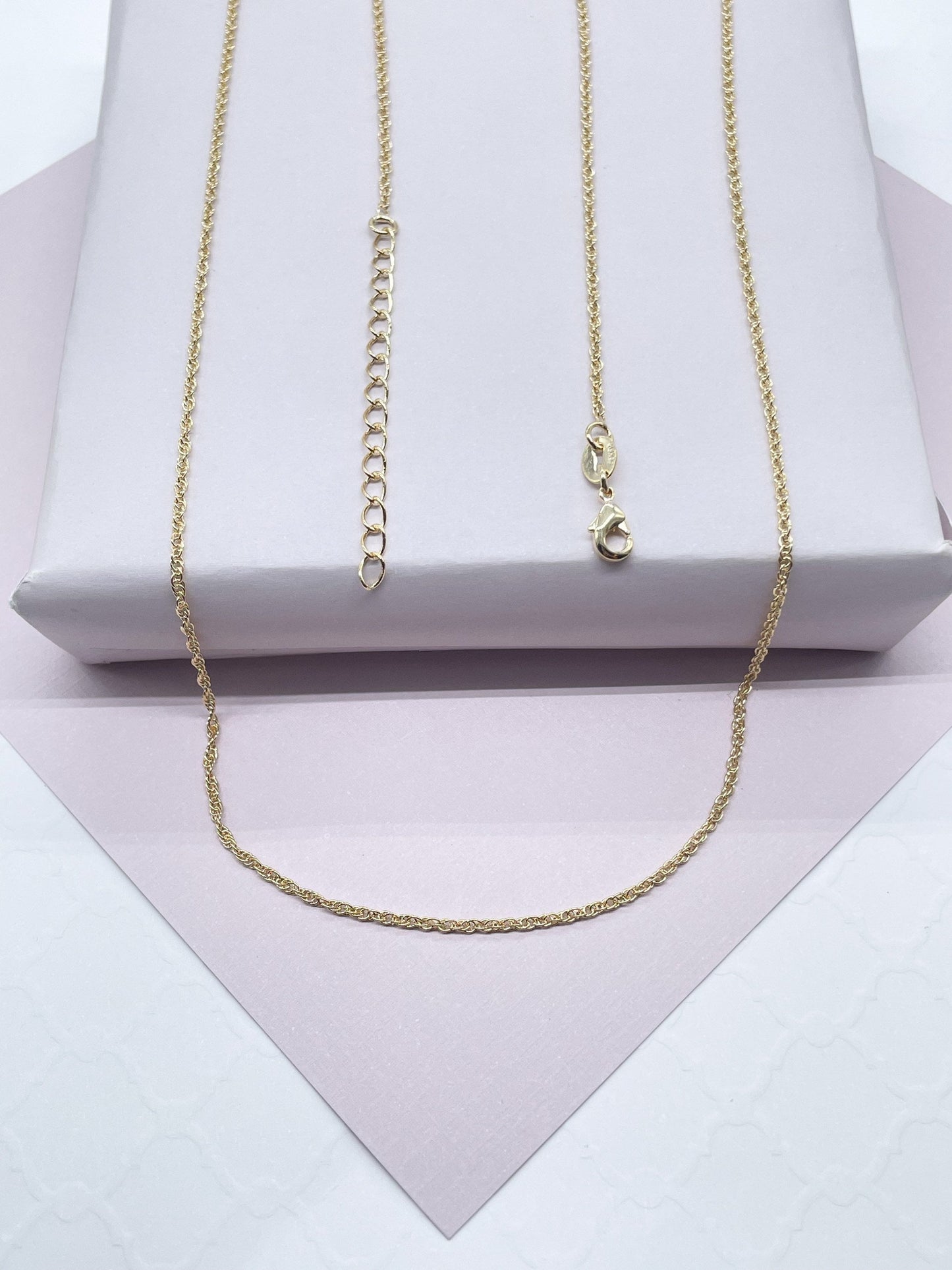 18k Gold Layered 1mm Wheat Chain Available In Sizes 16” , 18”, 20”, 22” & 24” For