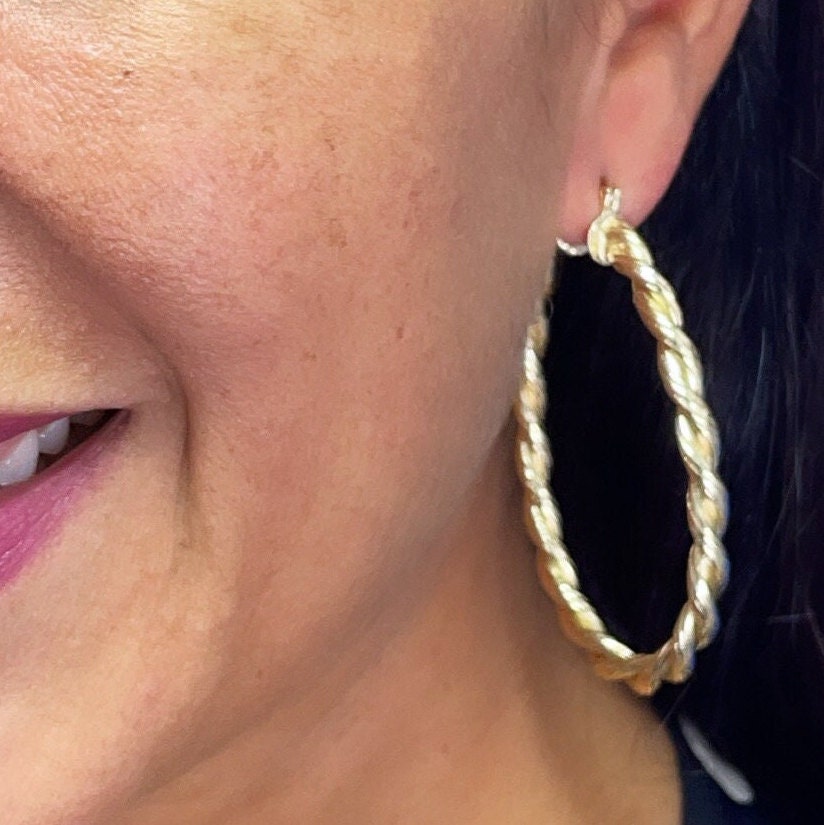 18k Gold Filled Oval Shape Twisted Hoop Earrings Wholesale Jewelry Making